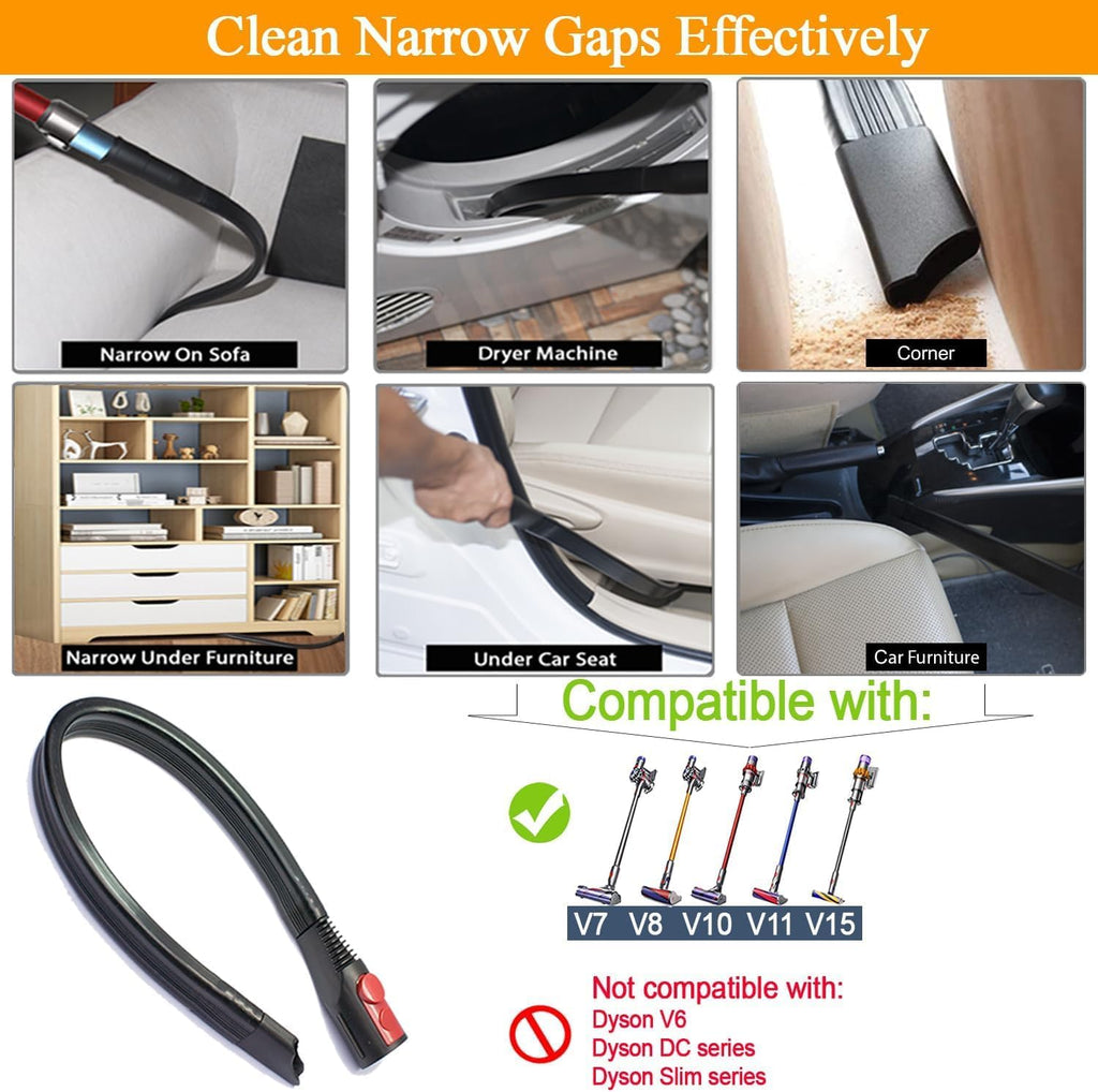 Skiennix Dryer Vent Cleaner Kit - 2-Piece Lint Brush & Vacuum Hose Attachment for Dyson V7-V15