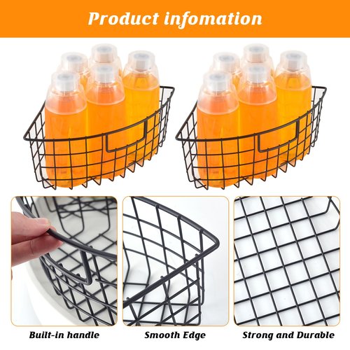 4 Pack Lazy Susan Basket Lazy Susan Organizer Bins for 18"/20" Diameter Turntable 1/4 Wedge Corner Cabinet Organizer Kitchen Organization Metal Lazy Susan with Handle for Cabinet 9 x 6.2 x4 Inch