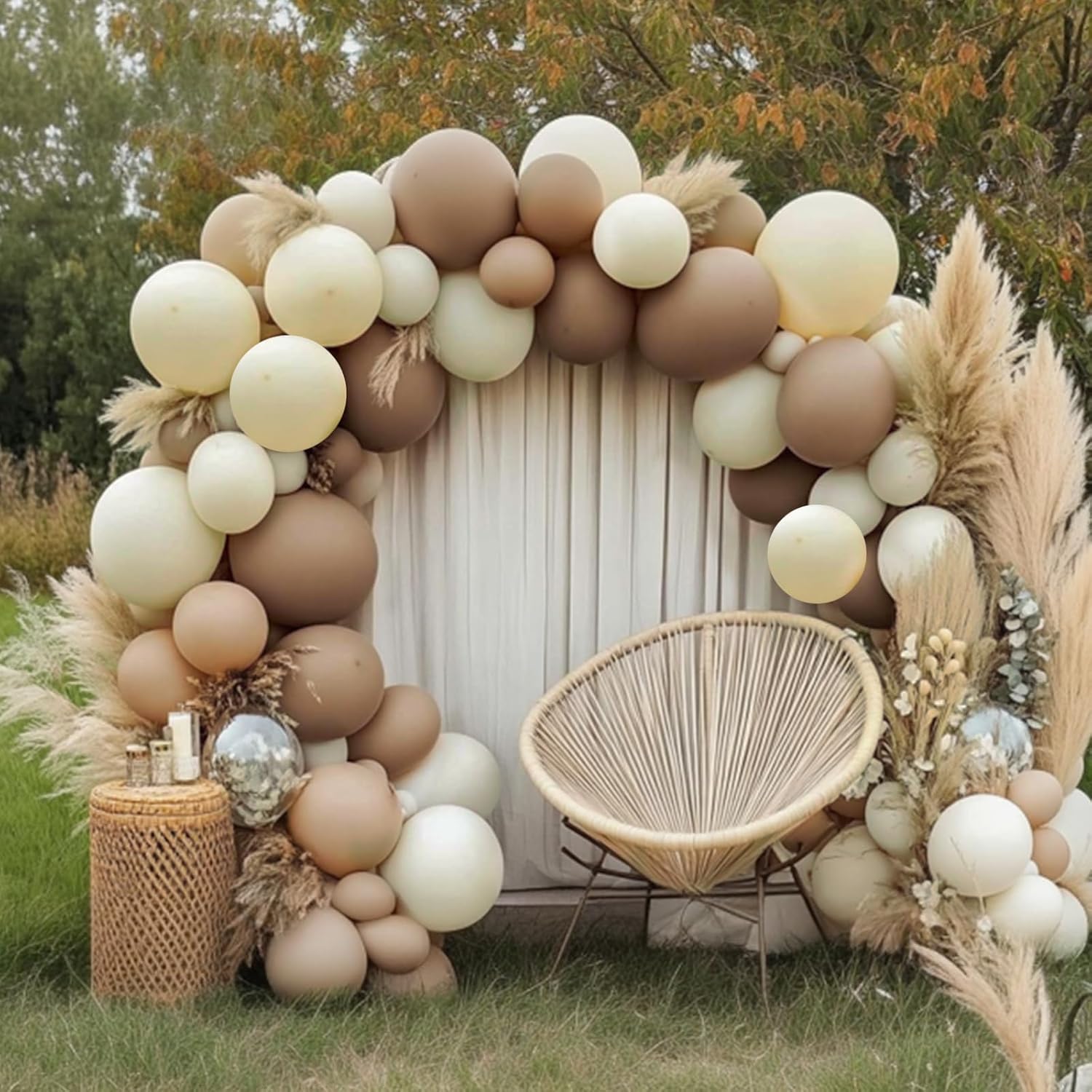 RUBFAC Sand White Cream Balloons - 129pcs Latex Balloon Garland Arch for Parties & Celebrations | 5-18 Inches