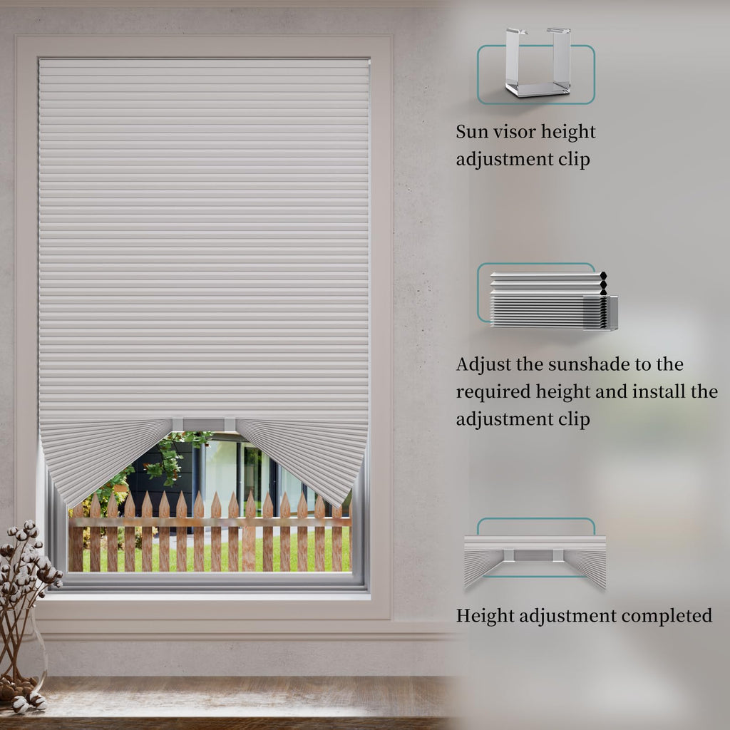 Myshade Arch Window Shades Half Circle Blackout Cellular Shades Cordless No Drill Blinds for Windows Half Moon Honeycomb Fabric No Tools Room Darkening Shades Easy Install (2PCS White 48" W X 24" H)