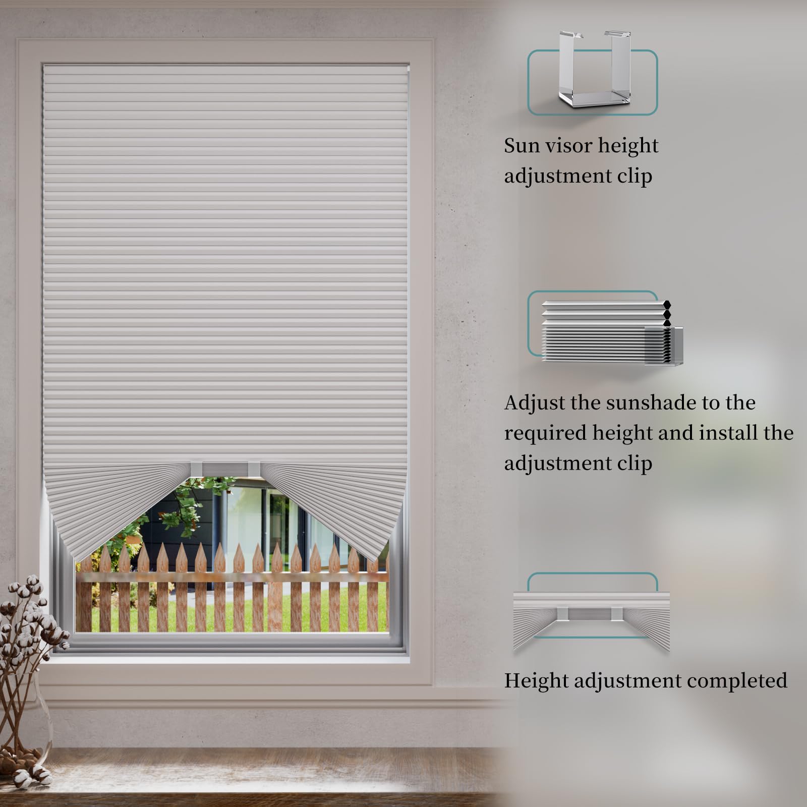 Myshade Arch Window Shades Half Circle Blackout Cellular Shades Cordless No Drill Blinds for Windows Half Moon Honeycomb Fabric No Tools Room Darkening Shades Easy Install (2PCS White 48" W X 24" H)