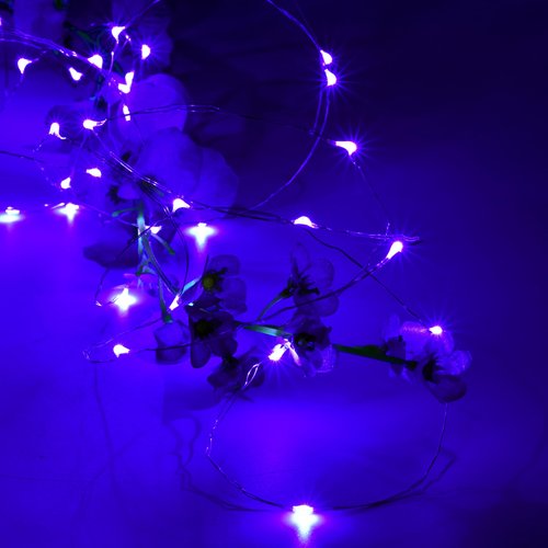Karlling USB Plug in LED Fairy Lights,2 Packs of 50 LED Bulbs 16 Ft Silver Wire Waterproof Starry String Lights for Bedroom Patio Garden Party Wedding Commercial Lighting (Purple)