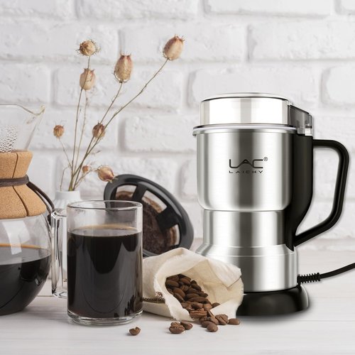 Electric Coffee Grinder & Spice Grinder, 150W Fast Grinding with Stainless Steel Blades | for Coffee Beans, Spices, Seeds, Herbs | Dry Food Mill | Mini Kitchen Grinder (With handle)