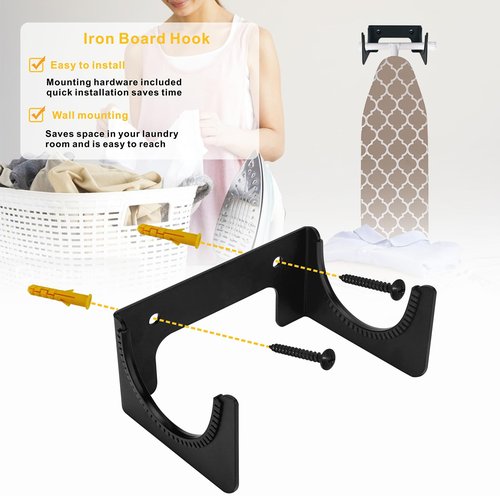 Wdwlbsm Ironing Board Holder Ironing Board Hanger Wall Mount for T or Y Leg, Iron Board Hook Concealed,Board Storage Organizer for Laundry Room, Space Saving