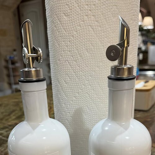 2 Pack Silvers Automatic Liquor Pour Spout Set, Stainless Steel Auto Flip Olive Oil Dispenser Spout, Bottle Pourers Home Bar Accessories for Wine, Oil, Syrup, Vinegar and Other Liquid Bottles