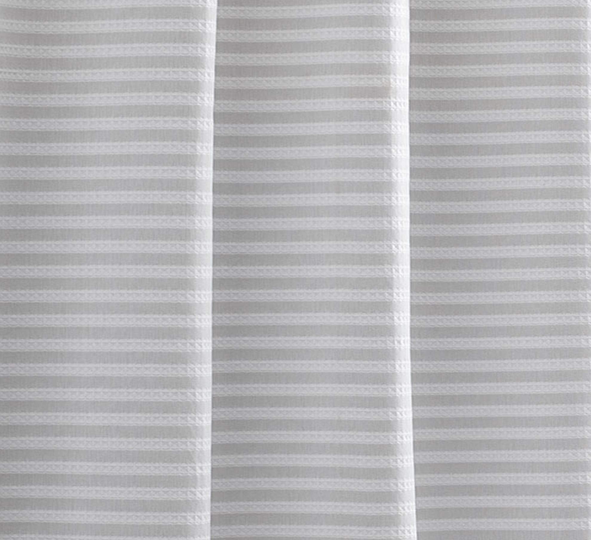 Vera Wang - Fabric Shower Curtain, Cotton Bathroom Decor with Hook Holes Top (Seersucker White, 70" x 72")