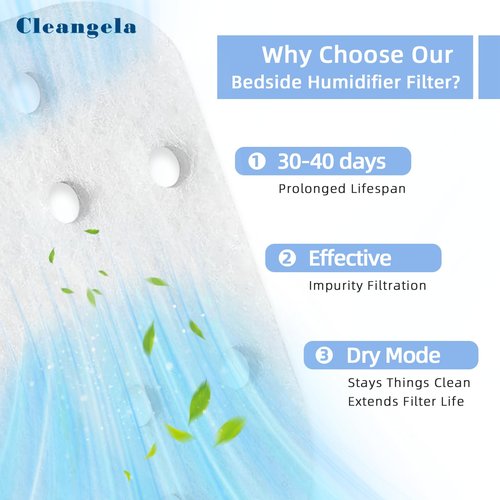 Cleangela 30-Pack Mineral Absorption Pads Compatible with Dreo Humidifiers HM713, HM713S, HM813S and HM717S, Reduce Limescale, Humidifier Pads, Improve Humidification Efficiency, White