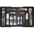 Lifewit Silverware Drawer Organizer, Expandable BPA Free Plastic Utensil Tray for Kitchen, Adjustable Flatware Cutlery Holder for Spoons Forks Knives, 21.3- 36 x 16.9", Black