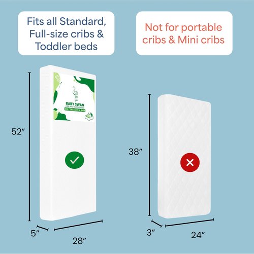 Dream On Me Baby Swan 5” Full Size Crib Mattress, Fits All The Full Size & Standard Cribs and Toddler Beds, Made in USA, Greenguard Gold and Baby Alliance Certified Crib Mattress