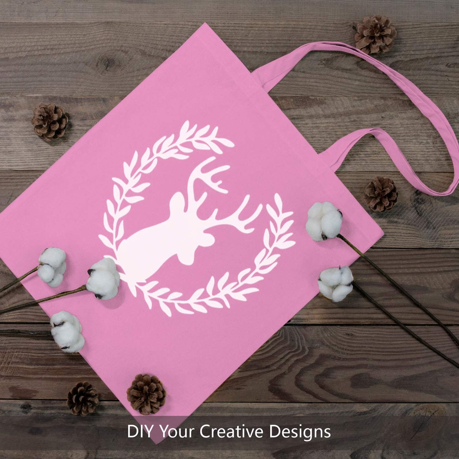 TOPDesign 16"x15" Baby Pink Cotton Tote Bags - 6-Pack Lightweight Reusable Grocery Bags for DIY & Gifts