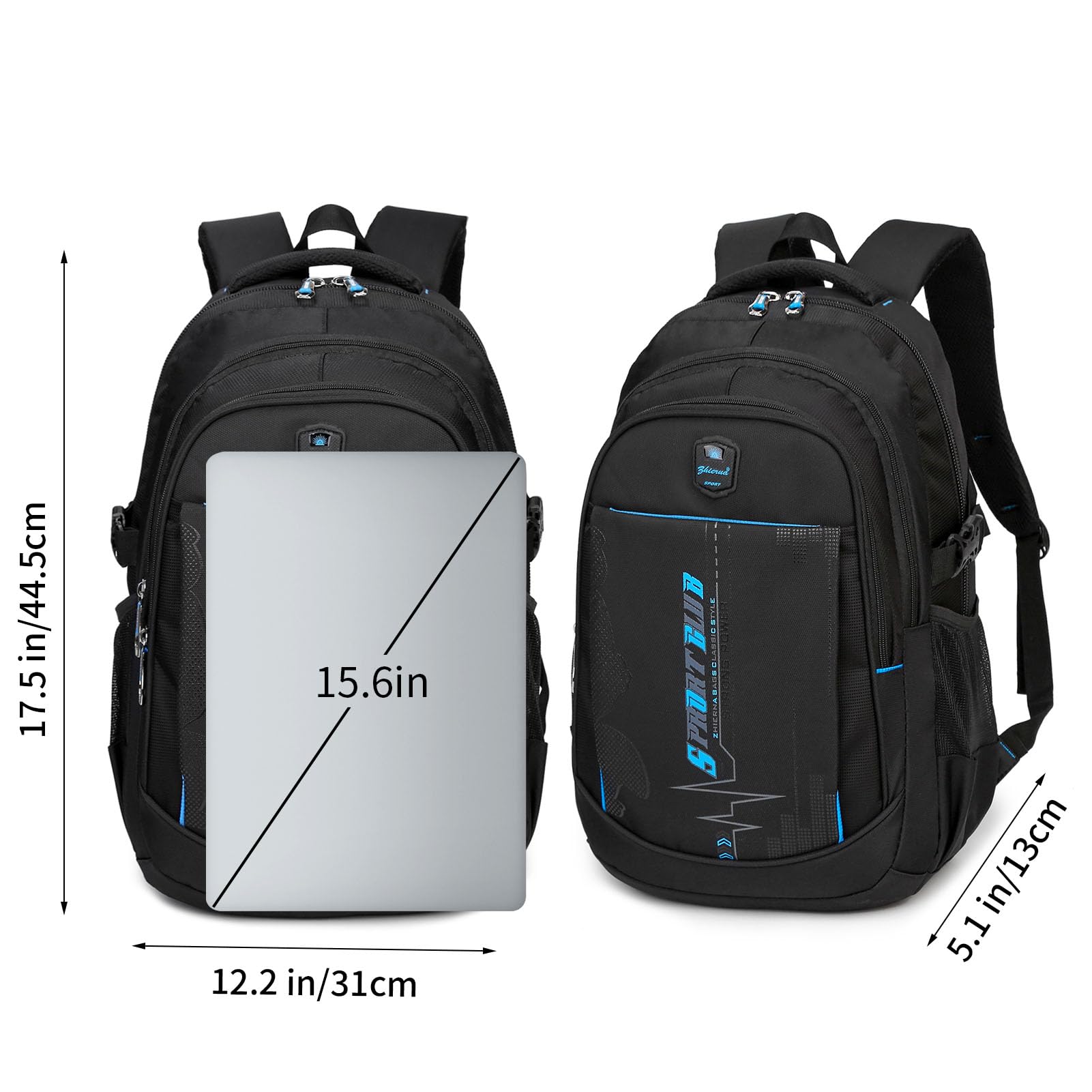 goldwheat School Backpack For Teen Boys, Lightweight Water-Resistant Boys Bookbag With Computer Compartment Fits 15.6" Laptop