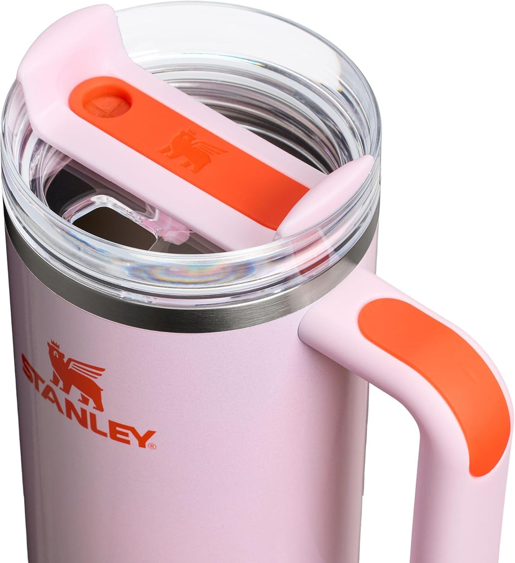Stanley Quencher H2.0 Tumbler - 30 oz Insulated Stainless Steel Cup with Handle & Straw | BPA-Free | Rose Petal Shimmer