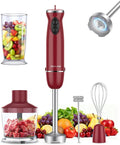 Abuler Immersion Blender - 5-in-1 Hand Mixer with 1000W Power, 12 Speeds & Stainless Steel Attachments | Includes 600ml Beaker & 500ml Chopper