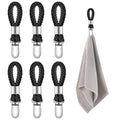 SXoonKing 6Pcs Kitchen Towel Clips, Metal Clips for Hanging with Braided Cotton Loop, Kitchen Hand Towel Holder Hook for Home Bathroom Cupboards Cloth Hanger Holder