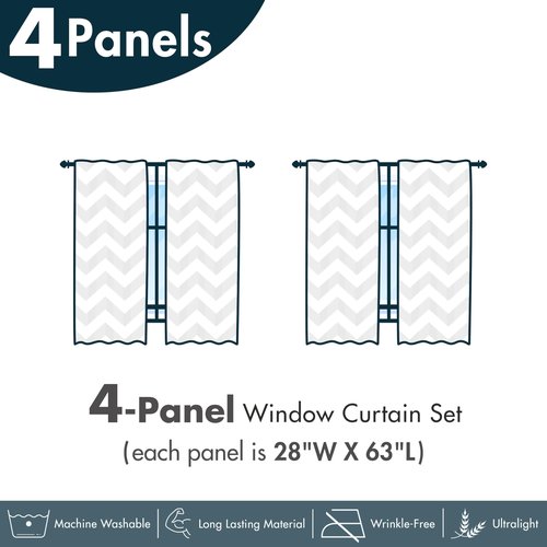 Ambesonne Boho Window Curtains Pack of 2, Abstract Feather Wave Pattern with Retro Look and Colorful Short Lines Curves, Lightweight Set with Rod Pocket, 4 Panels of - 28" x 63", Pastel Ivory