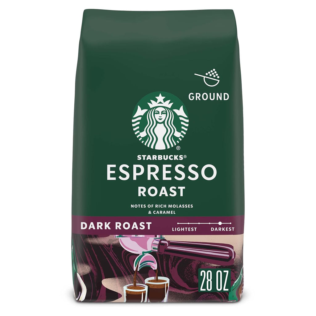 STARBUCKS® Espresso Roast Ground Coffee - Rich Flavor, 28oz (4 Bags)
