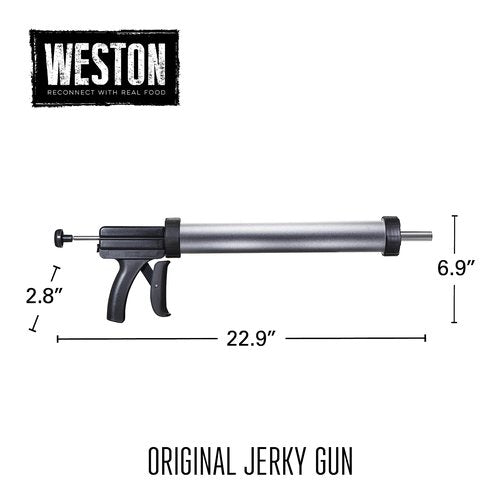 Weston Original Beef Jerky Gun Kit, Makes Flat and Round Snack Sticks, 1.5lbs Meat Capacity, With Sausage Funnel, 2 Nozzles, Stomper and Two Cleaning Brushes, Gifts for Men, Black (37-0150-W)