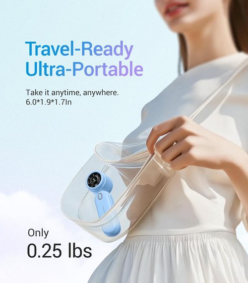 Diveblues High-Speed Portable Handheld Turbo Fan - USB Rechargeable, Compact Design for Travel & Home (Blue)