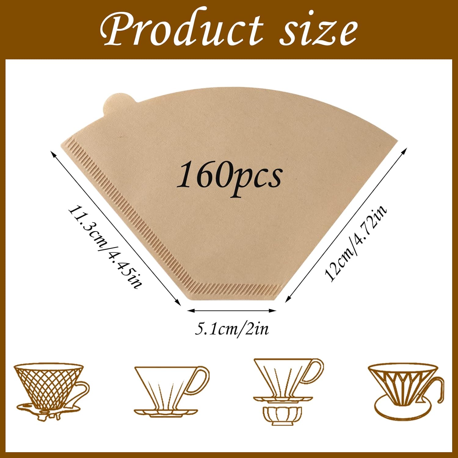 Regine Switzerland #4 Cone Coffee Filters - 160 Count Unbleached Natural Paper for Drip & Pour Over Coffee Makers
