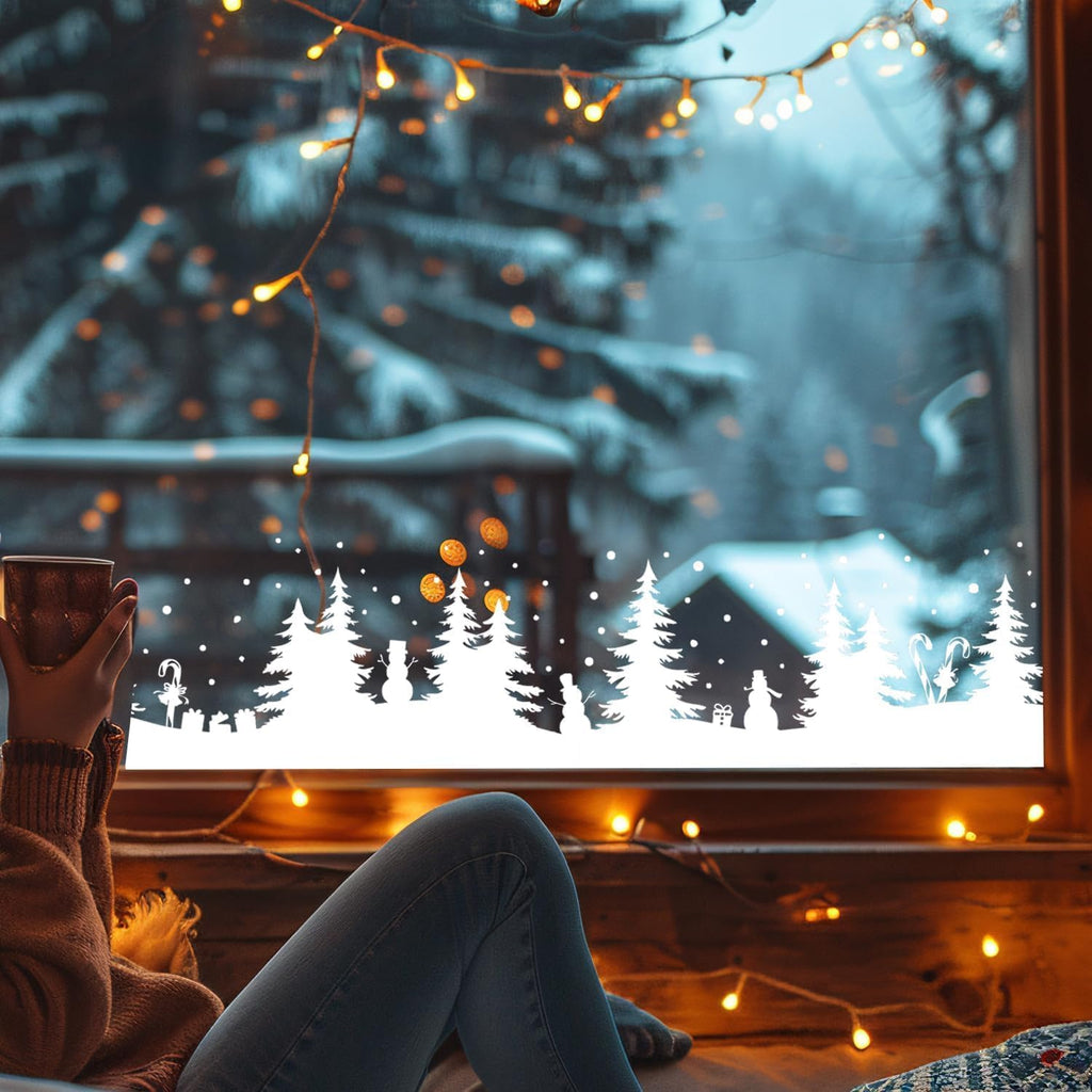 Skiennix Christmas Stencils - Reusable Large Winter Forest & Village Designs | 53.1” Holiday Templates for Window Glass & Crafts