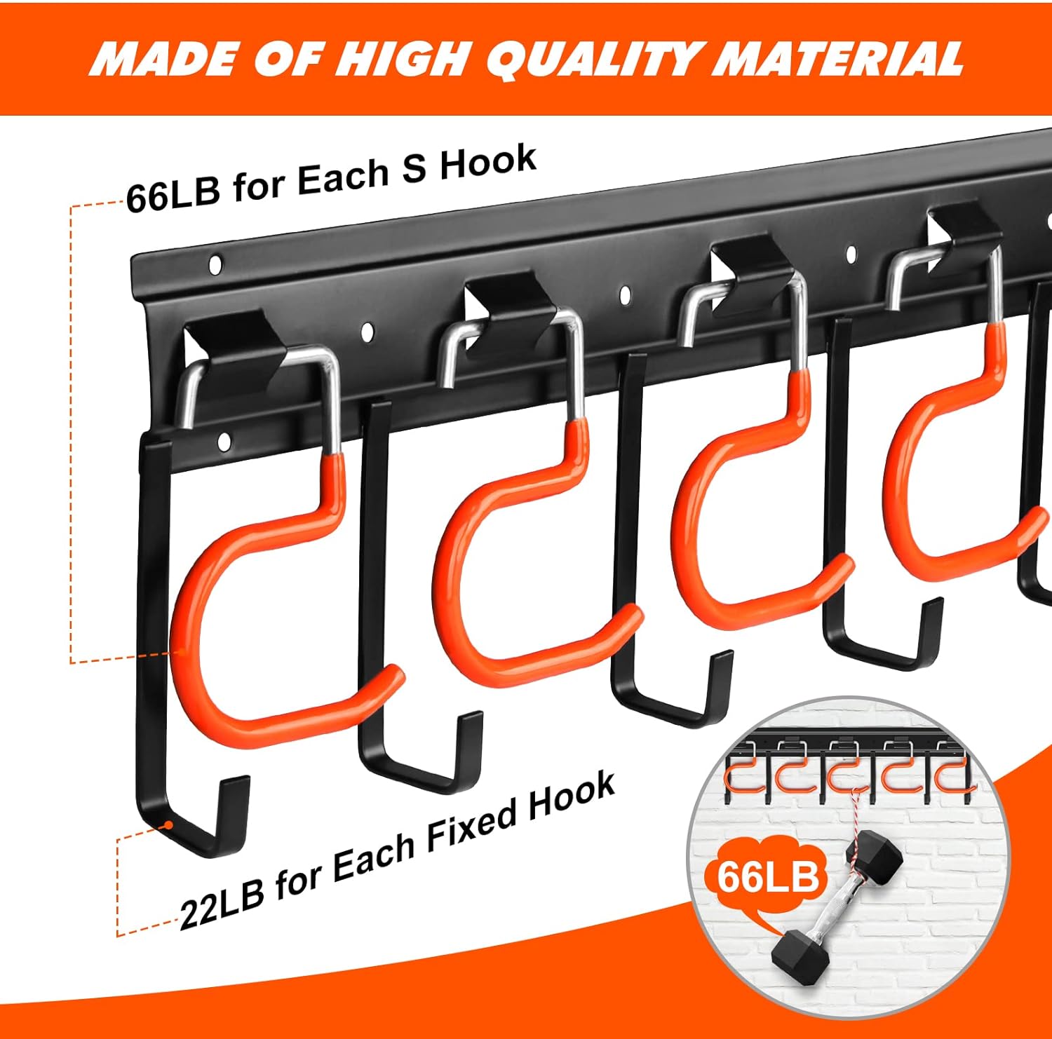 TVKB 17'' Adjustable Metal Garden Tool Organizer - Heavy Duty Wall Mount Storage with Hooks
