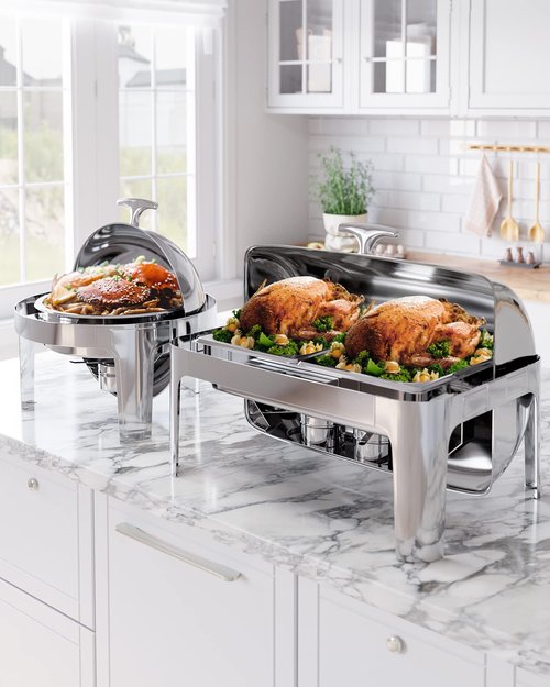 9QT Chafing Dish Buffet Set,Stainless Steel Food Warmer and Servers with 1 Full Size Pan for Parties, Wedding, Birthday,Catering, Hotels and Weddings