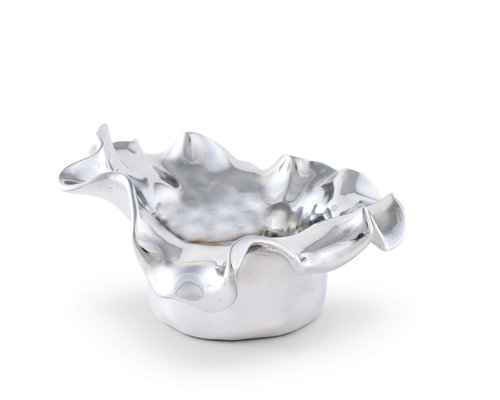 Arthur Court Carmel Pattern Wine Coaster/Holder Modern Artisan Metal 7 inch Diameter 3 inch Tall
