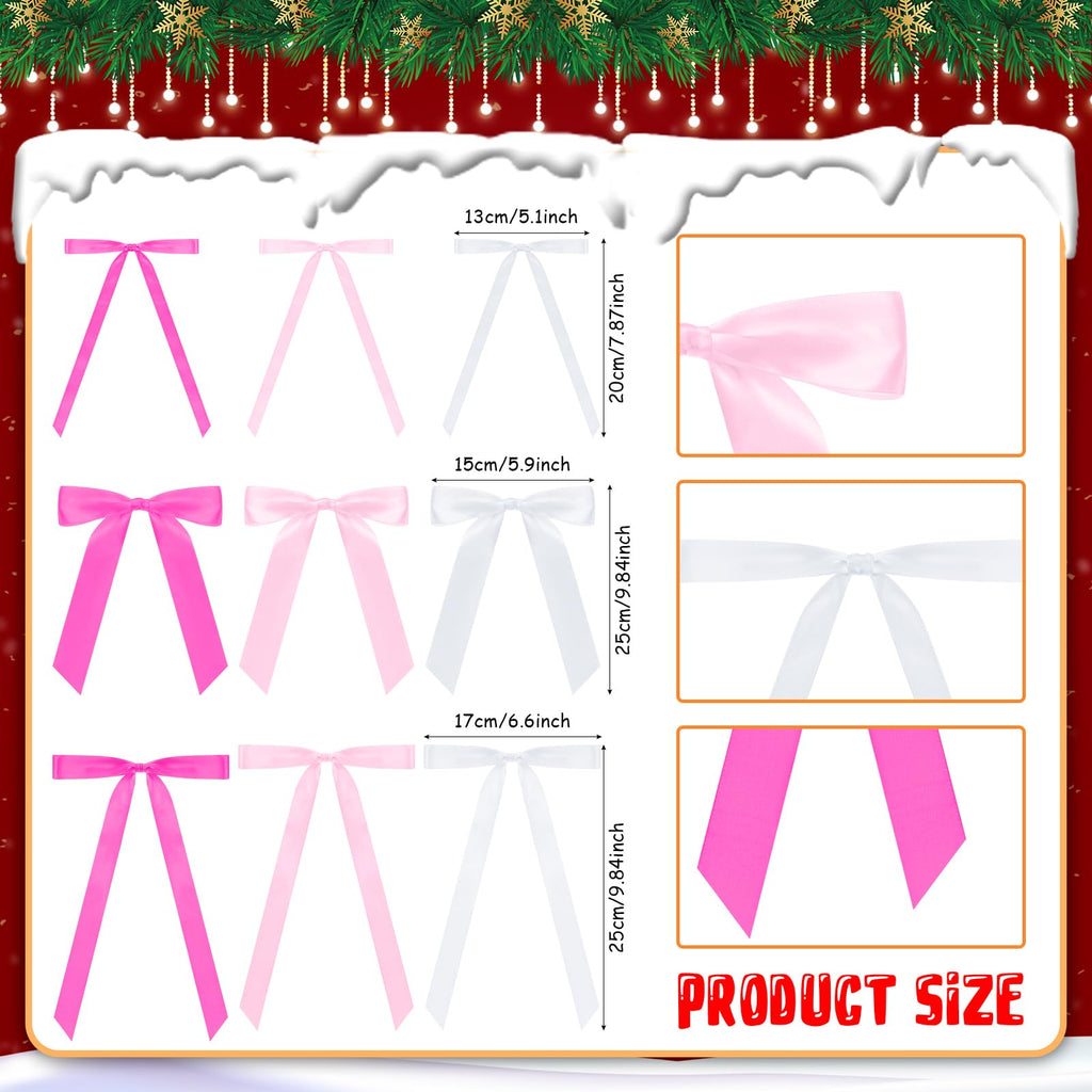 Suncalla 60 Pcs Bow Wall Decor, DIY Bows Party Decorations, Satin Ribbon Bow Garland Photo Backdrop for Birthday Baby Shower Bridal Shower Bachelorette Wedding Party Decor(Pink Series)