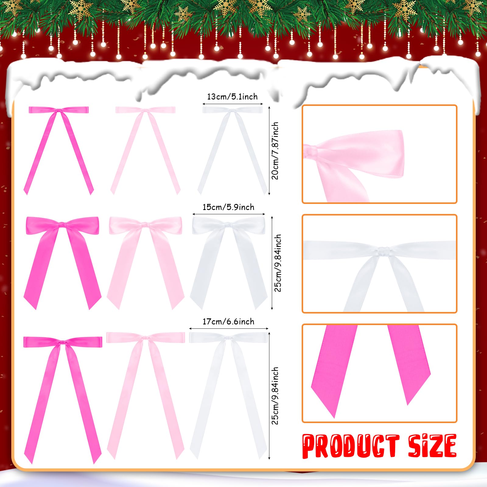 Suncalla 60 Pcs Bow Wall Decor, DIY Bows Party Decorations, Satin Ribbon Bow Garland Photo Backdrop for Birthday Baby Shower Bridal Shower Bachelorette Wedding Party Decor(Pink Series)