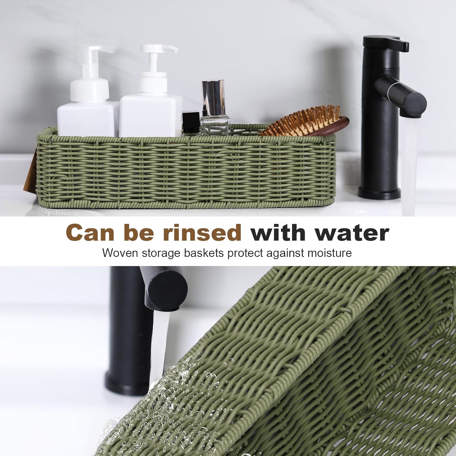 Regine Switzerland Wicker Storage Basket - Green Decorative Bin for Countertops & Shelves