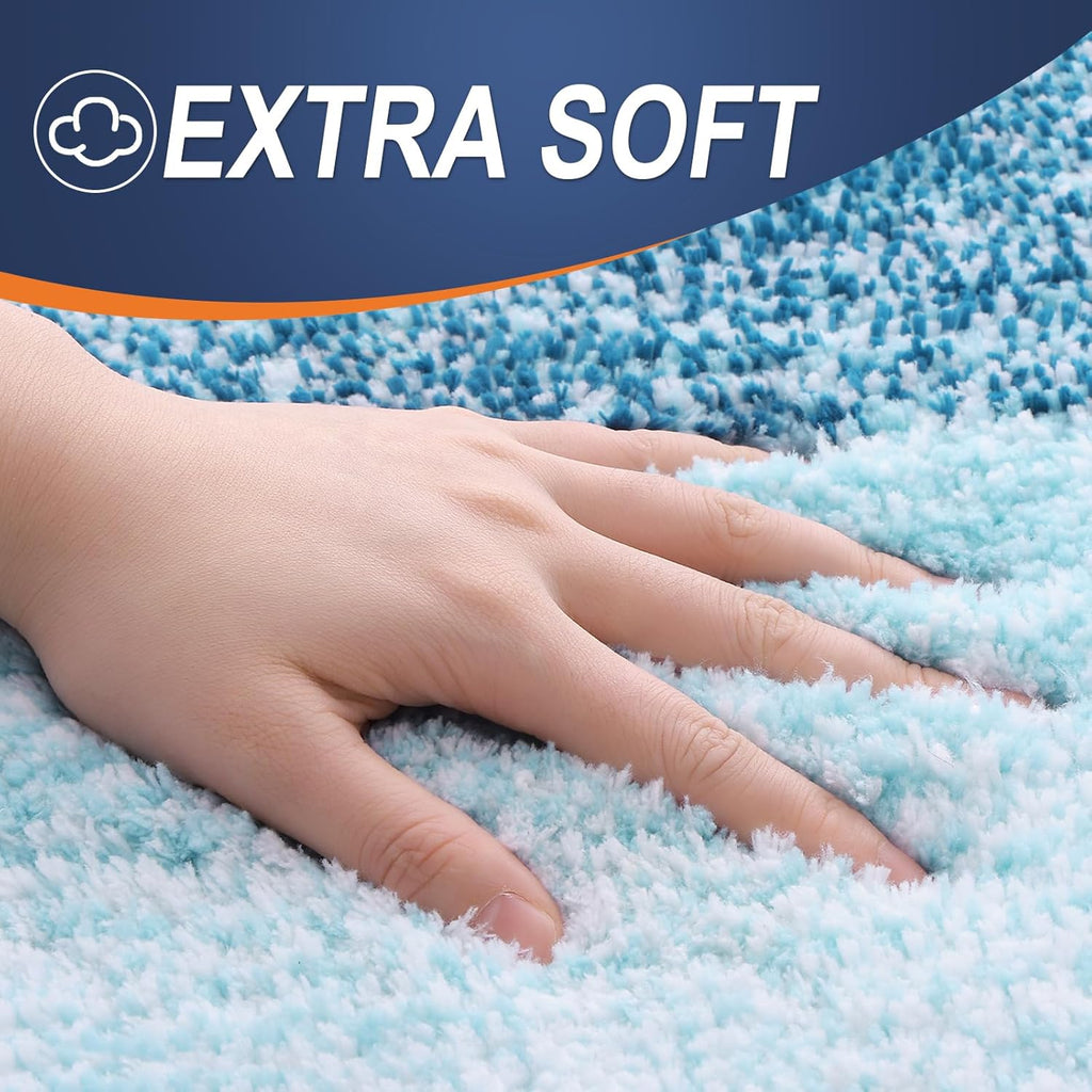 OLANLY Bathroom Runner Rug - Extra Soft Microfiber Mat with Rubber Backing | Quick Dry, Washable, 47x24, Peacock Blue