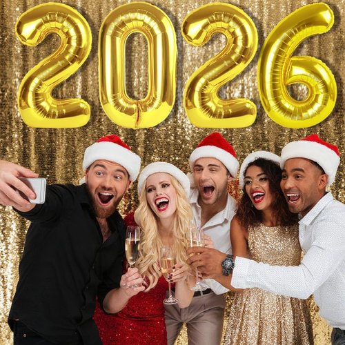 2026 Gold Number Balloons - 40 Inch New Year's Eve Decorations | Perfect for Graduation & Birthday Parties