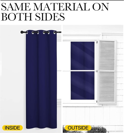 NICETOWN Navy Blue Blackout Curtains - Thermal Insulated 86-Inch Drapes for Large Windows | 2 Panels, 55" Wide