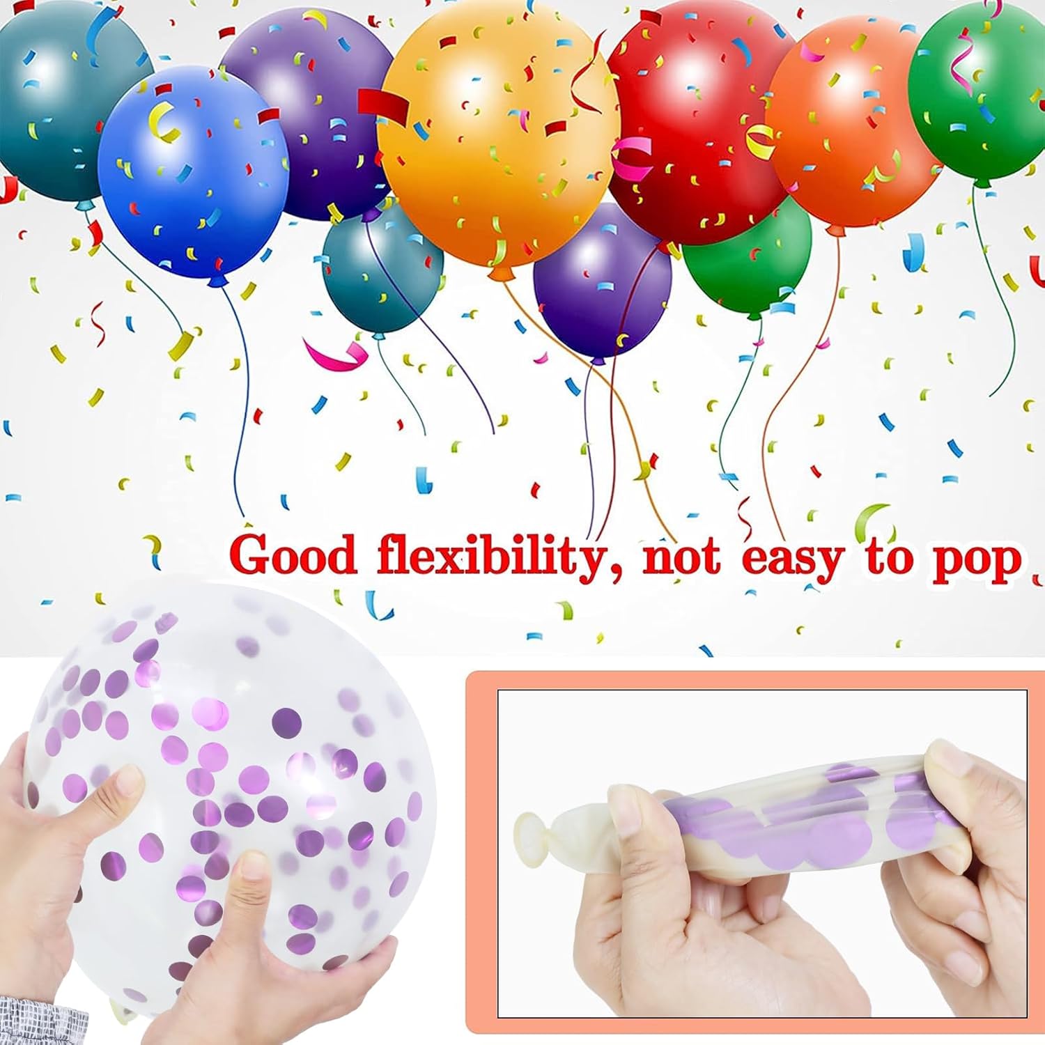 Skiennix 68Pcs Pink & Purple Balloons - 12 Inch Metallic Latex & Confetti Balloons for Parties