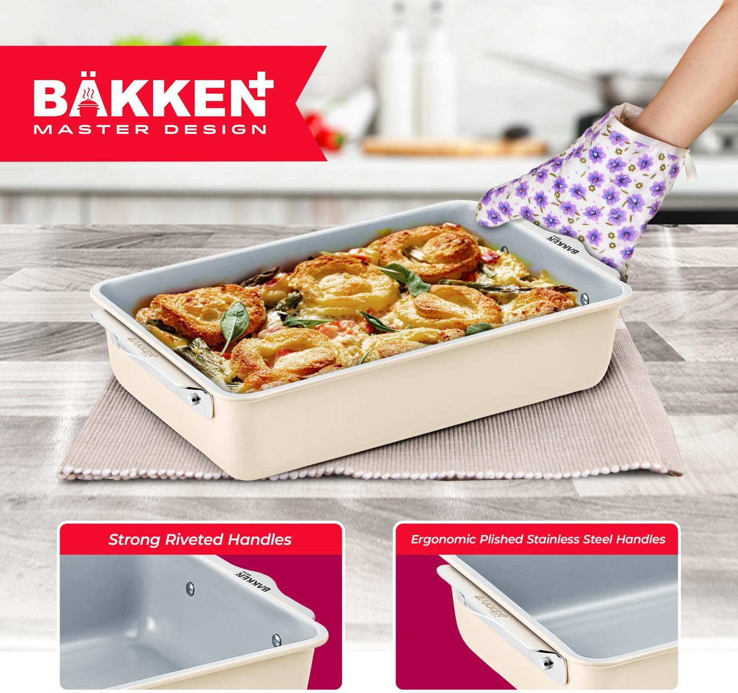 Premium Non-Stick Ceramic Baking Sheet Pan - Aluminized Steel, PFOA & PFAS Free - Perfect for Baking & Roasting - Medium Size (15.5" x 10") | Gold