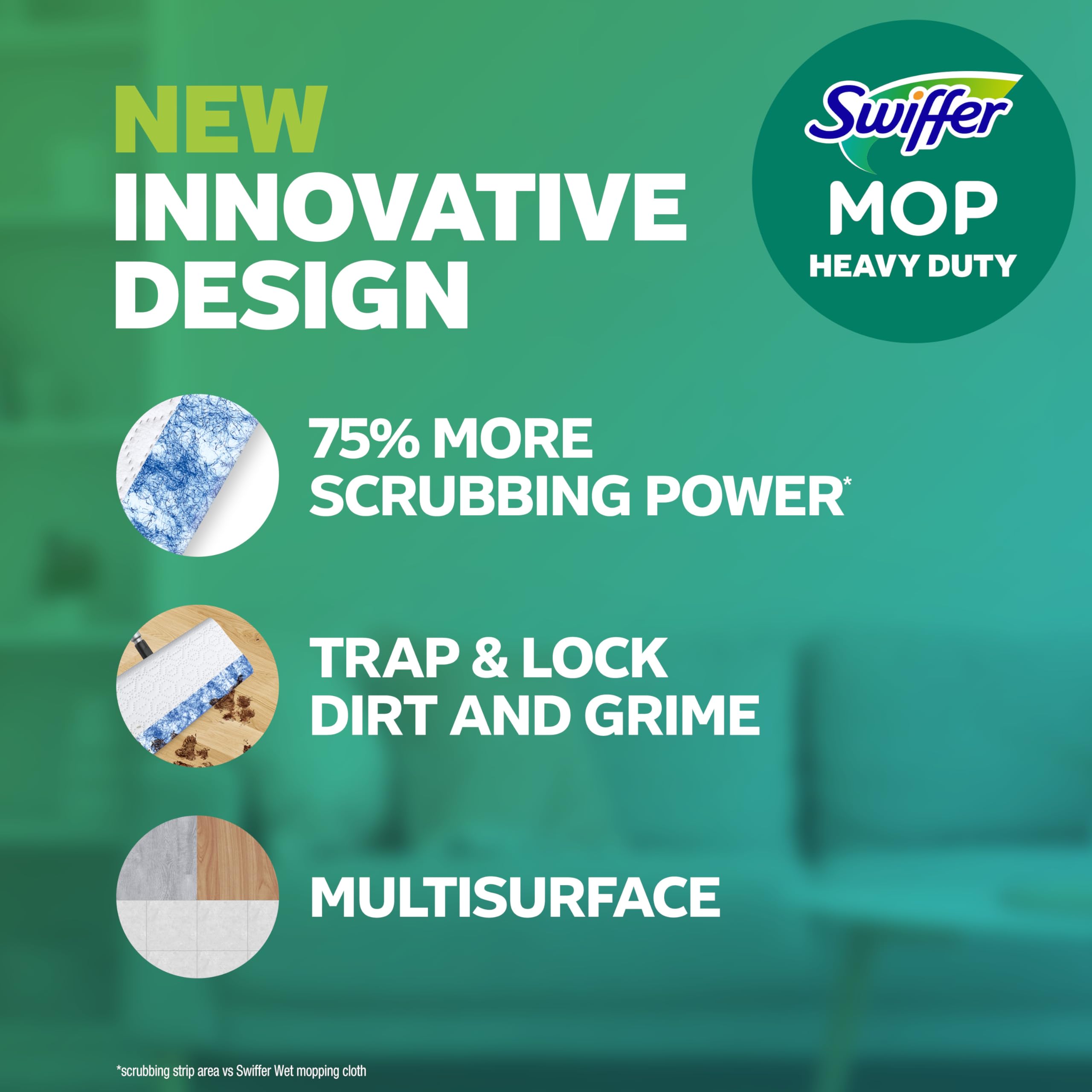 Swiffer Heavy Duty Mop Wet Multi-Surface Cloth Refills for Floor Mopping and Cleaning, Outdoor Window Fresh Scent, 20 count