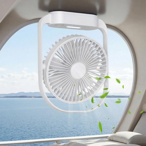 GIIKNEW Magnetic Cruise Ship Approved Fan with LED Light, 4000mAh Battery Operated Portable Fan with 4 Speeds, Magnetically Sticks on Cabin Ceilings and Walls