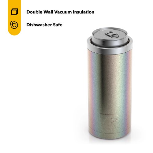 RTIC Skinny Can Cooler Slim, Insulated, Beer, Beverage, Soda Can Cooler with Lid, Stainless Steel Metal, Double Wall Insulation Coozie for Cans, Sweat Proof, Fits All 12oz Slim Cans, Twilight