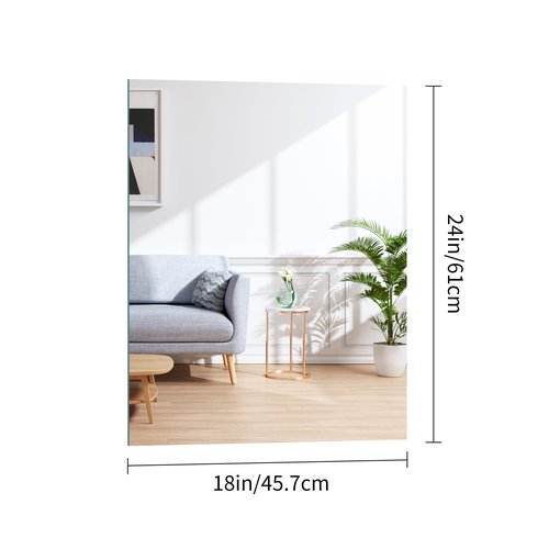CILIBER Frameless Mirror, 18x24 Mirrors for Wall, Rectangle Bathroom Mirror for Over Sink, 18 inch Vanity Mirror with Polished Edge, 3mm Tempered Glass, Hangs Horizontally or Vertically