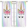 SXXLDNG Kids Unicorn Curtains Rainbow Unicorn Window Curtain Fabric Thermal Insulated for Girl Room 42X63 Inch Decor