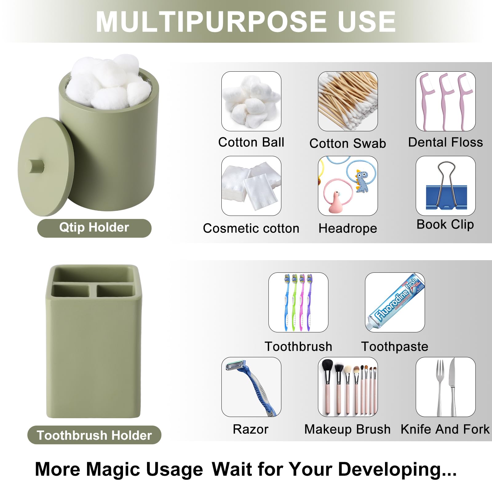 Sage Green Bathroom Accessories Set with Shower Curtain and Mats, 21 Pcs Resin Toothbrush Holder Sets with Holder and Lotion Soap Dispenser,Bathroom Countertop Organizer Set for Home Apartment