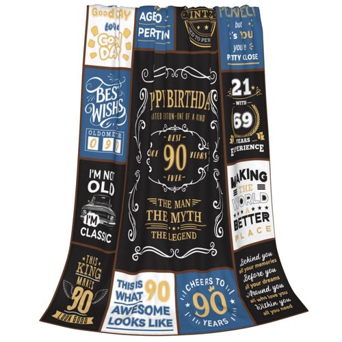Jieoyfyug 90th Birthday Gifts for Men, 1936 90 Year Old Blanket 50"x60", Retirement Christmas Fathers Day Birthday Gifts for Him Dad Papa Grandpa Husband Uncle