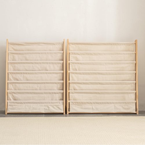 CYMFBSFBU 7 Tier Wooden Kids Bookshelf Book Holder Natural Wood Book Rack Storage Bookshelf for Kids Room Study Room Play Room Toy Storage Organizer (W: 29.52")