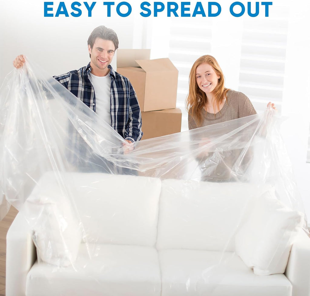 TICONN Plastic Drop Cloth - 12 x 9 Ft Waterproof Sheeting for Painting & Furniture Protection | 6PK, 1.2Mil