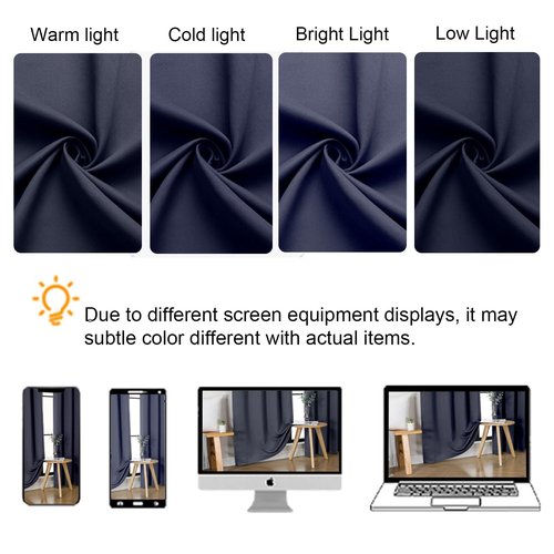 Gwine Navy Blue Valance for Windows, Small Blackout Valance Kitchen Curtains for Bathroom Basement, Modern Rod Pocket Thermal Insulated Window Treatment, 60" Wx14 L, 1 Piece