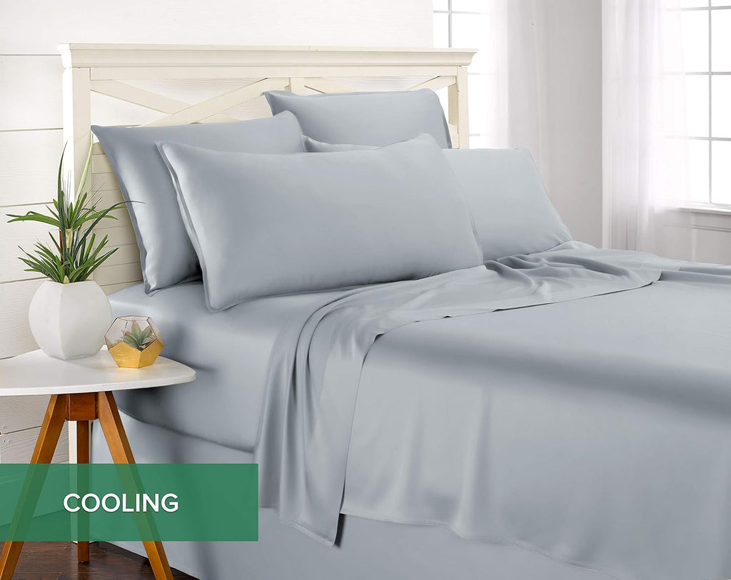 Pure Bamboo California King Sheets - 100% Organic Viscose Bed Set, Soft & Cooling | Sterling Blue