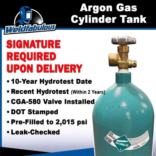40 cu/ft 100% Argon Welding Gas Cylinder Tank CGA 580 - FULL