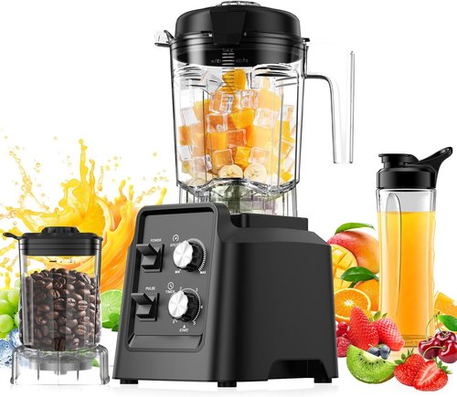 Blender - 1400W Professional Self-Cleaning Blender for Smoothies & Ice Crushing | 68oz Jar & 27oz Mill, Black