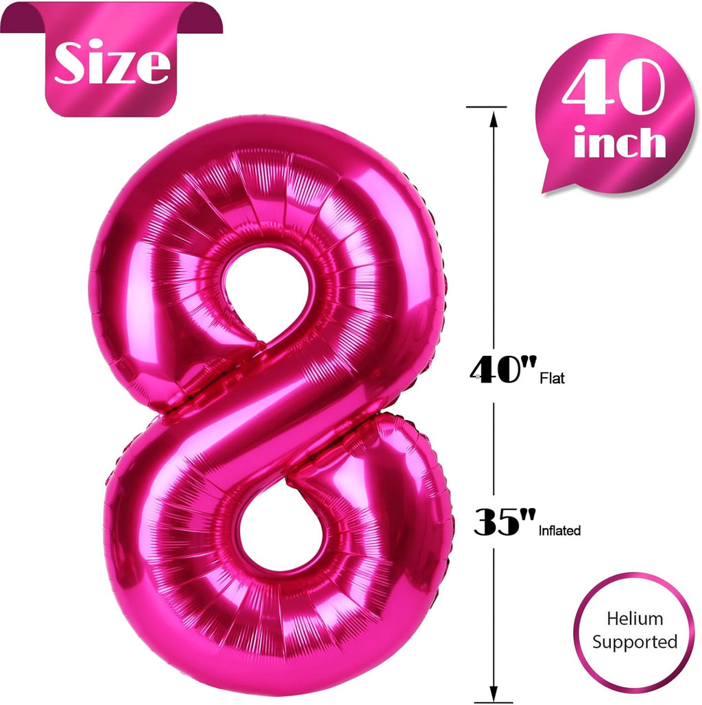 Number 8 Balloon - Hot Pink 40 Inch Birthday Decoration for Girls | Perfect 8th Birthday Party Supplies