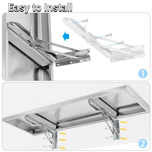 Toriexon Folding Concession Shelf 48" x 12", Stainless Steel Drop Down Folding Serving Food Serving Stand for Concession Windows
